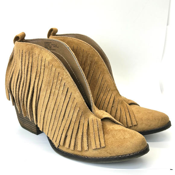 Coconuts By Matisse Lambert Saddle Fringe Ankle Boots Camel Western 8 Faux Suede - Picture 3 of 14